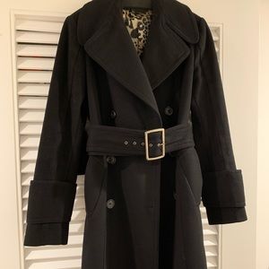 Zara black belted peacoat in medium
